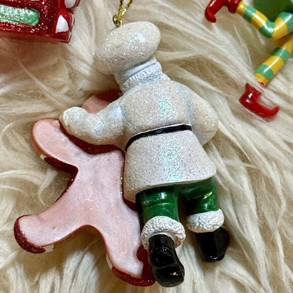 VTG Set Of 3 Danbury Mint Santa’s Kitchen Elves Christmas Ornaments Collectible - Picture 8 of 16